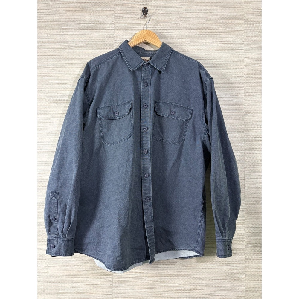 L.L. Bean Katahdin Iron Works Shirt Mens XL Blue Long Sleeve Button Up Pockets